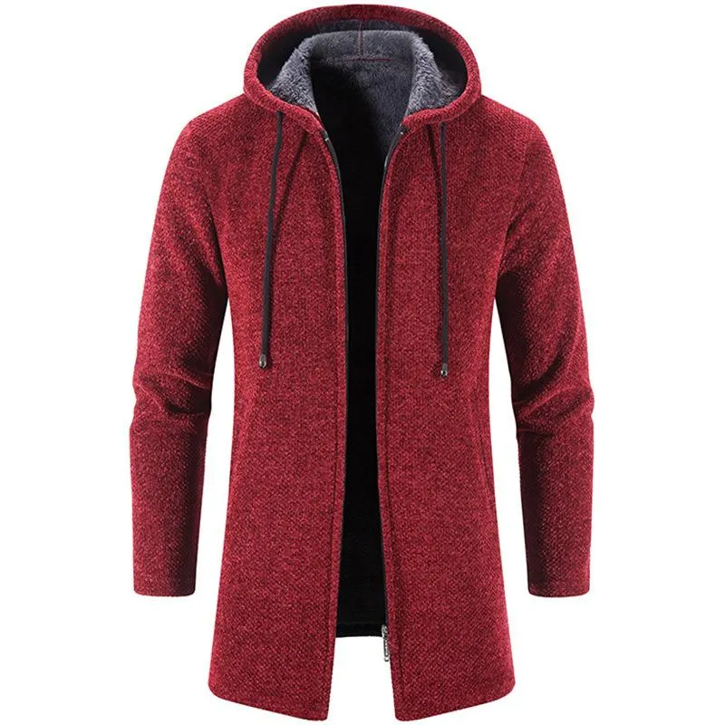 Men's Cardigan Plus Fleece Solid Color All-match Chenille Knitted Cardigan 10776497L
